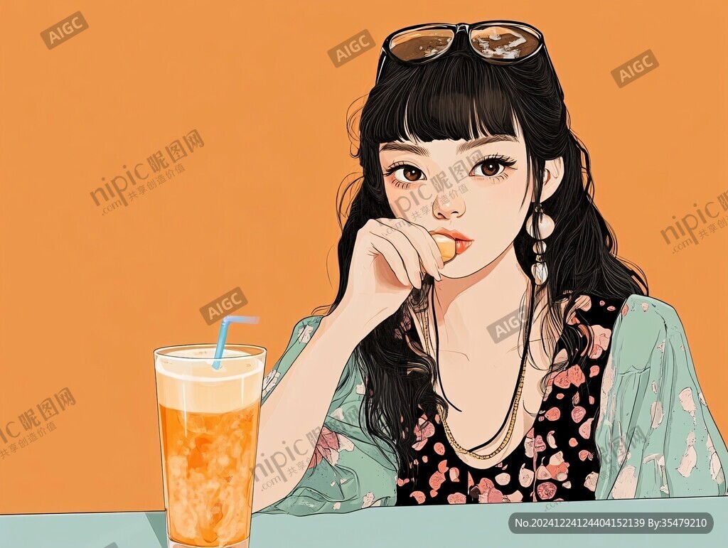 喝奶茶的女生