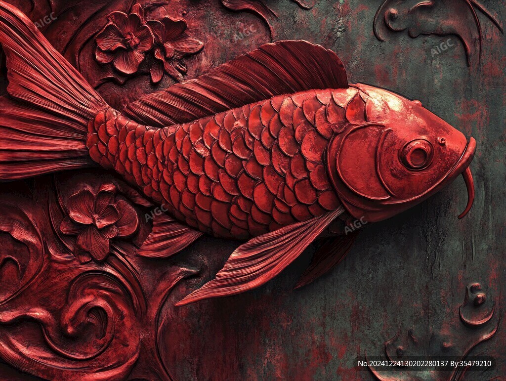 中式風(fēng)格紅鯉魚