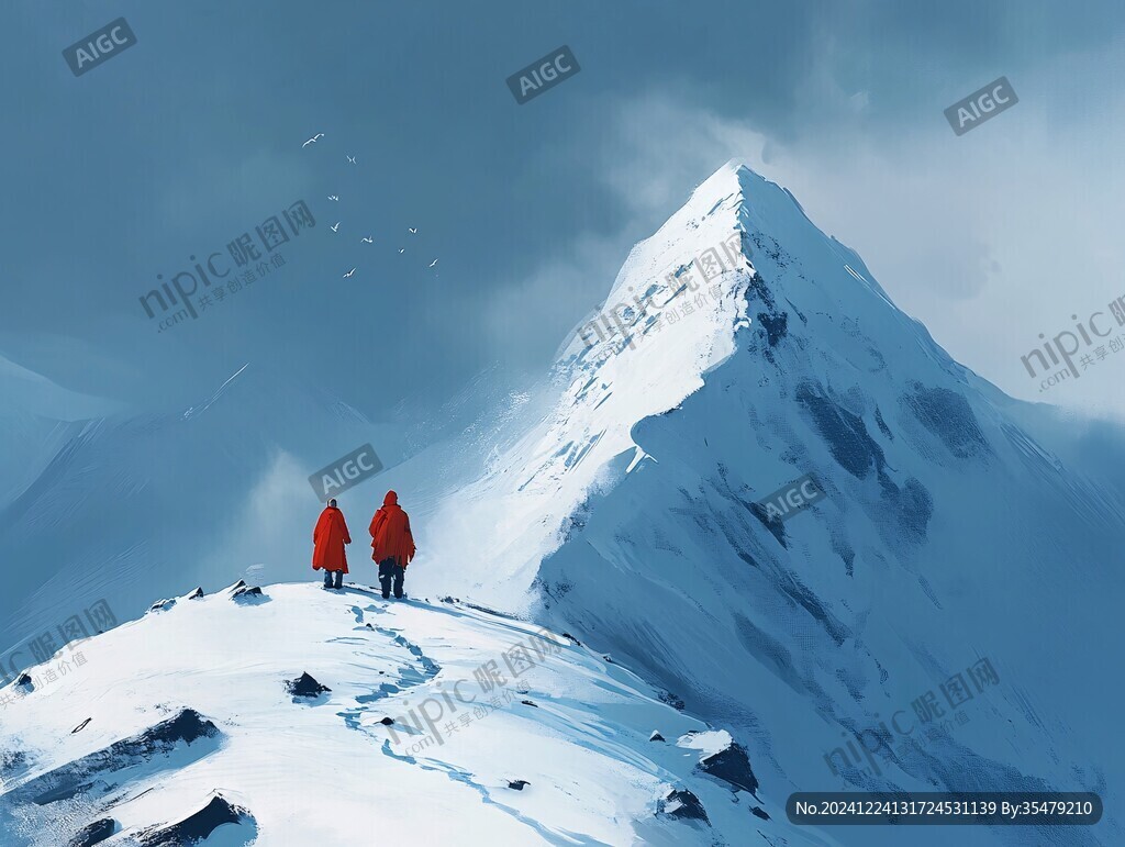 登山隊背影