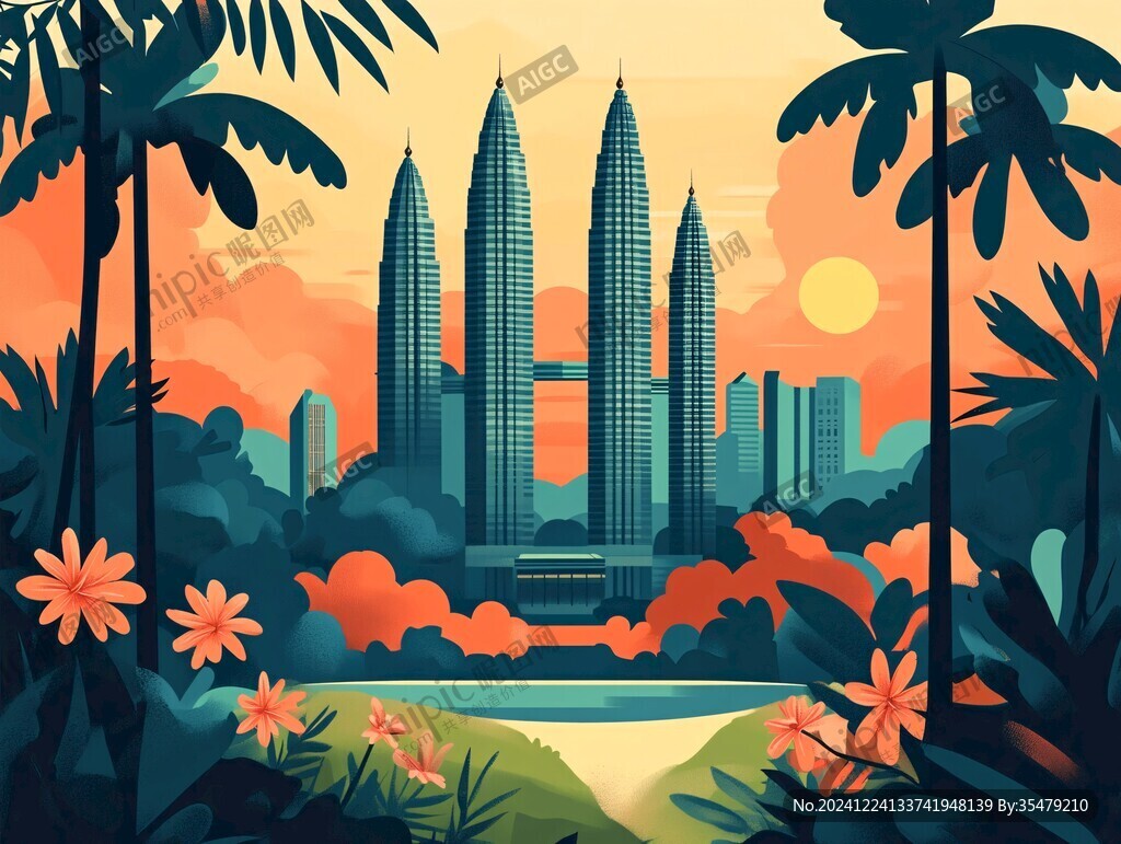 西雙版納城市插畫