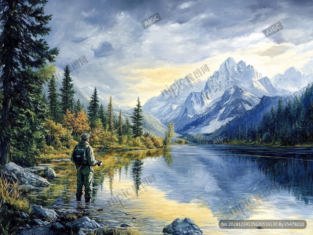 油畫山水風景