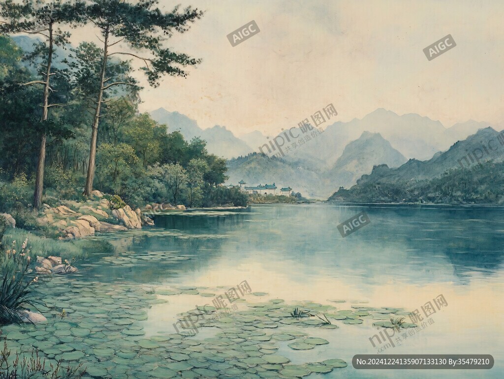 千島湖風(fēng)景油畫