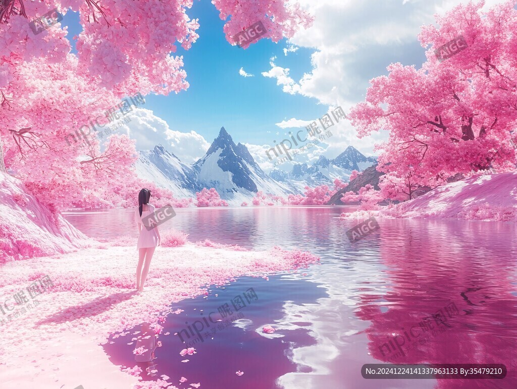 粉色唯美場景