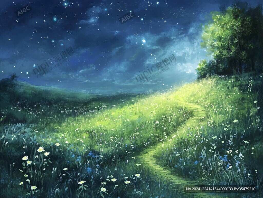 手繪唯美夜晚