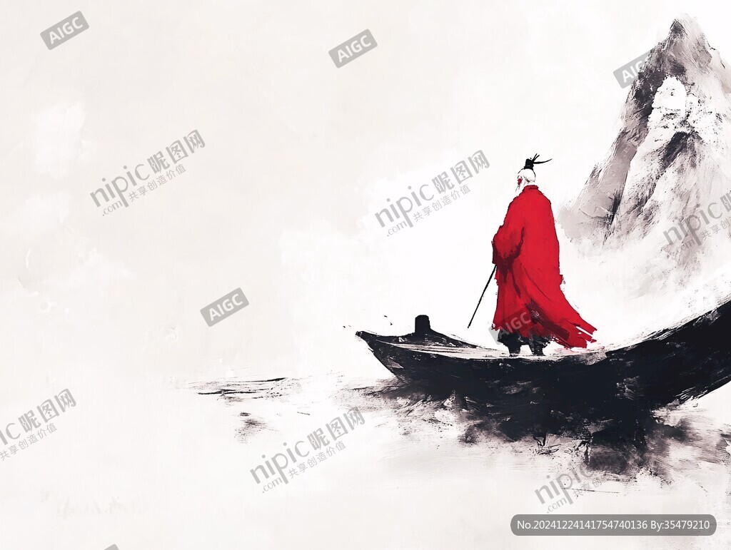 一葉孤舟意境畫