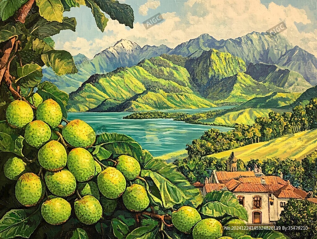 山核桃果園插畫
