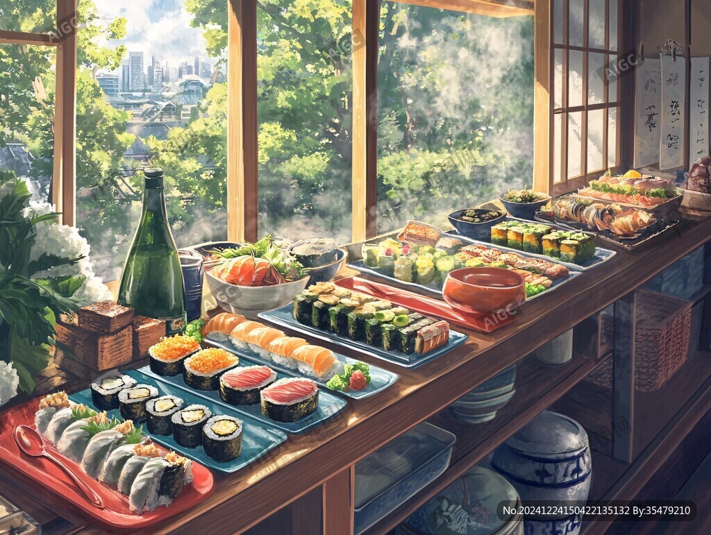 回轉壽司插畫