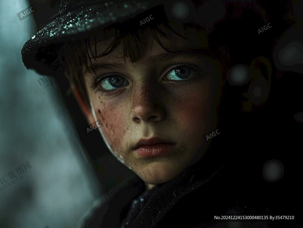 躲雨的小孩