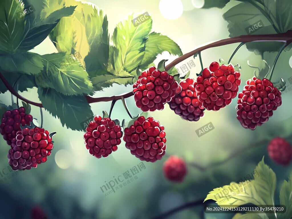 樹莓形象插畫