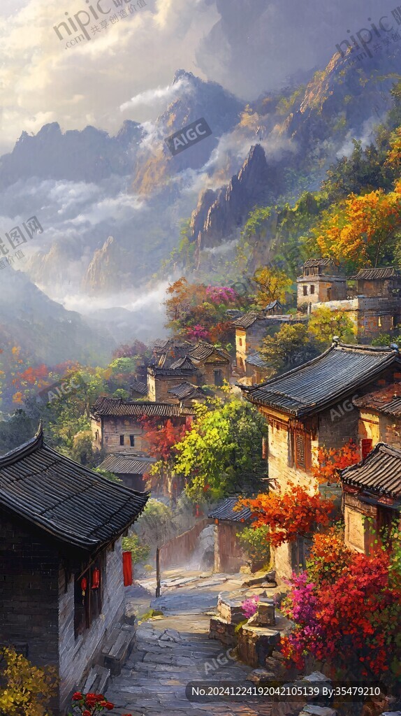 寫實(shí)古鎮(zhèn)插畫