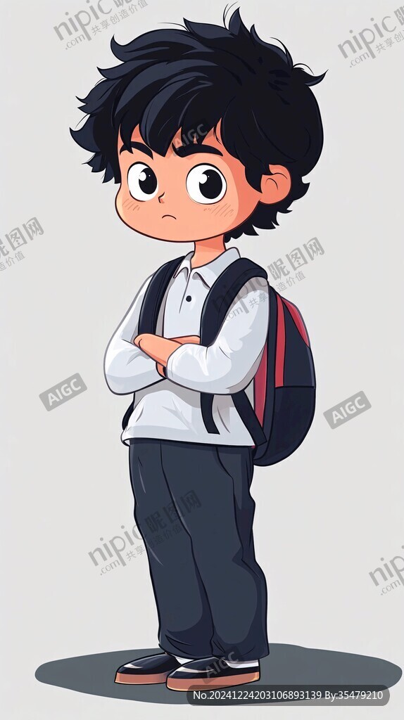 背著書包的卡通男孩