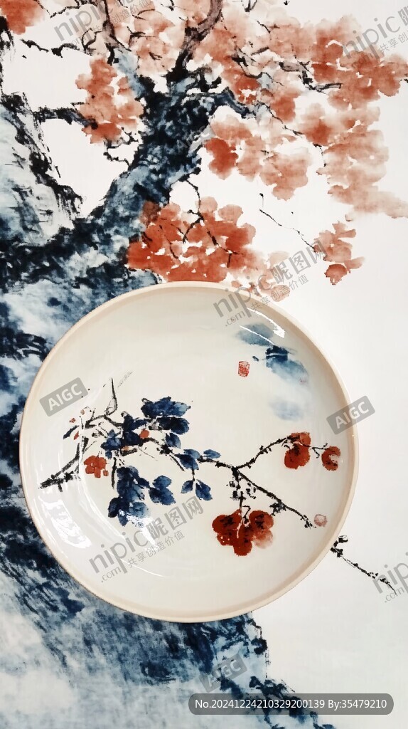 墨彩瓷盤