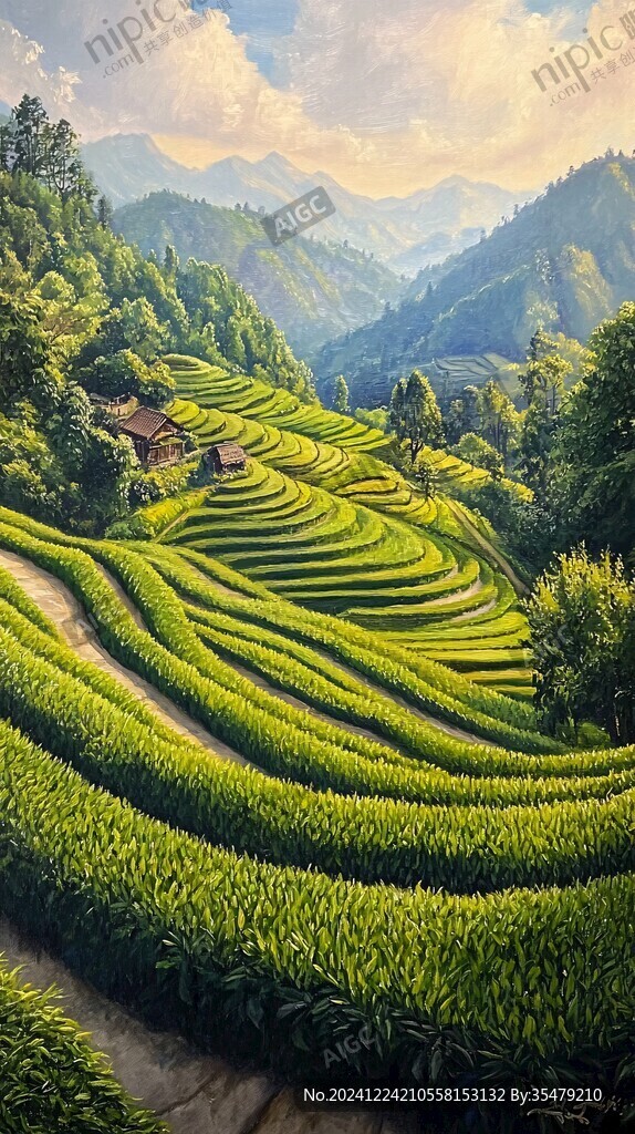 茶園風景裝飾畫