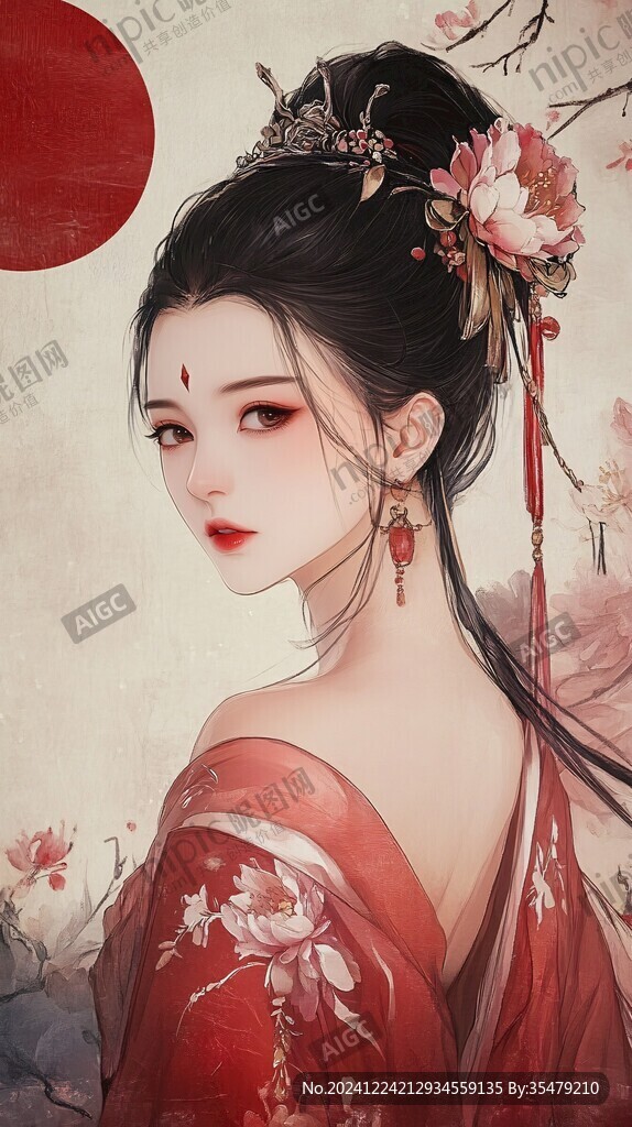 紅衣少女設(shè)計(jì)古風(fēng)