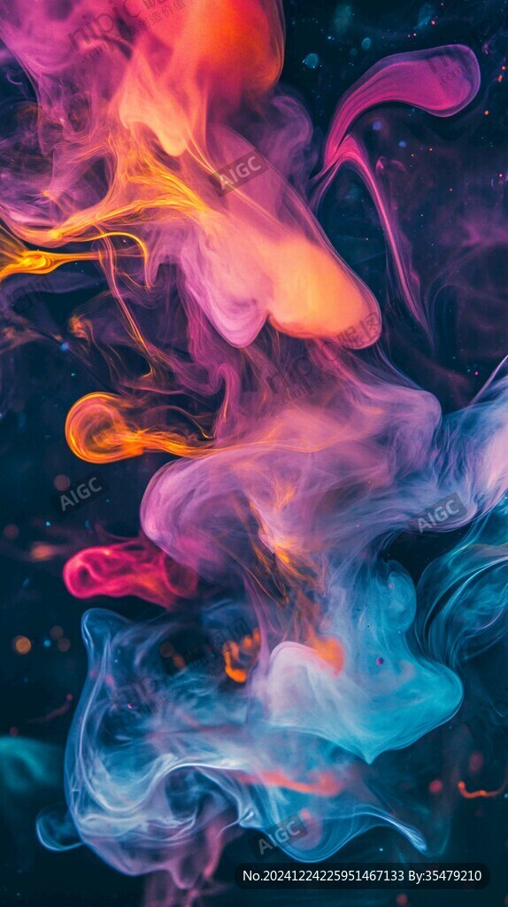 彩色煙霧暈染夢幻墨跡