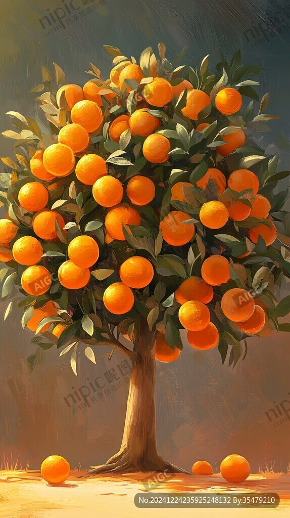 黃桃樹插畫