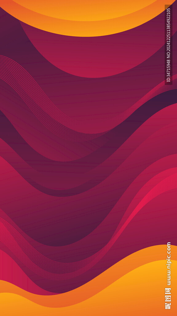 紅黃撞色波浪抽象矢量背景