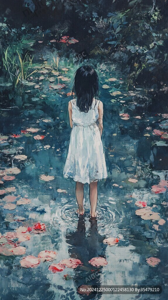 戲水的小姑娘