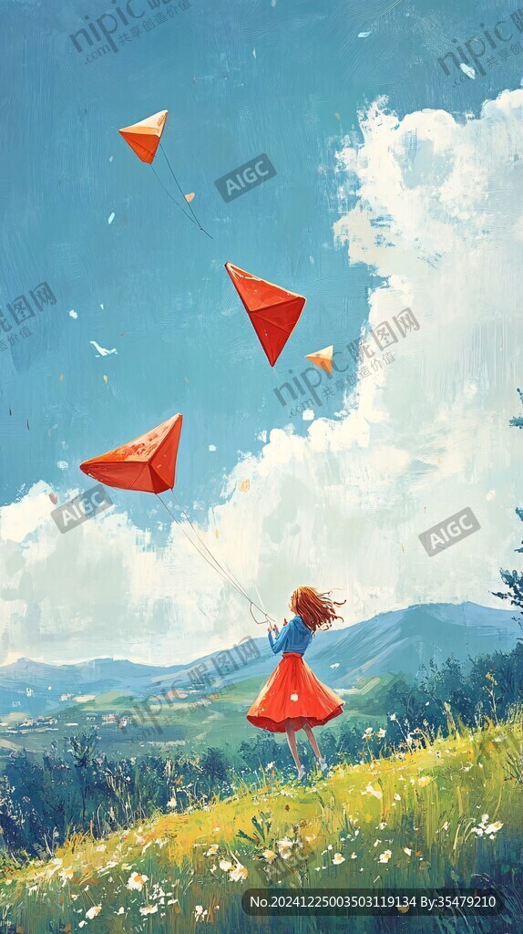 放風(fēng)箏插畫