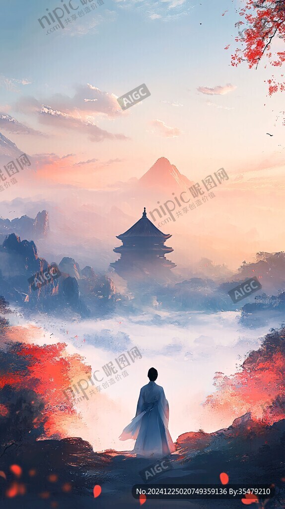 禪境秋夜極品意境插畫