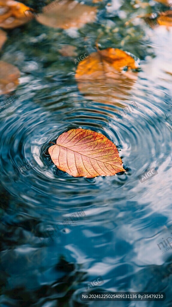 水面一片黃葉