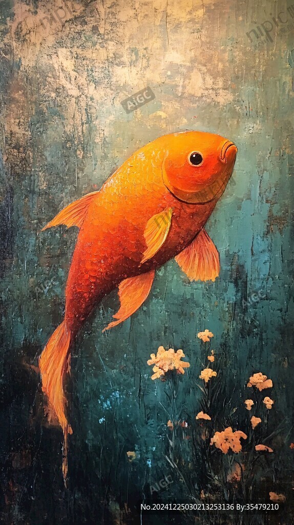 連年有余油畫