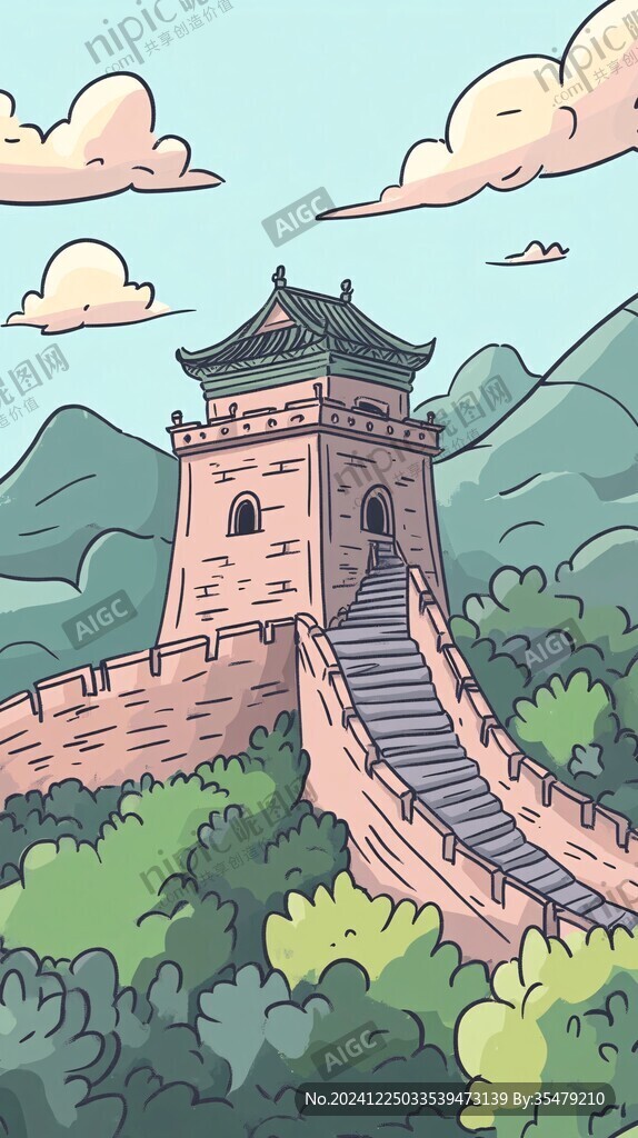 長城風景插畫