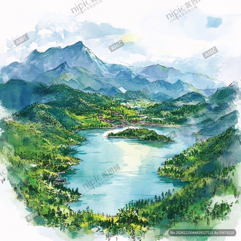 千島湖手繪
