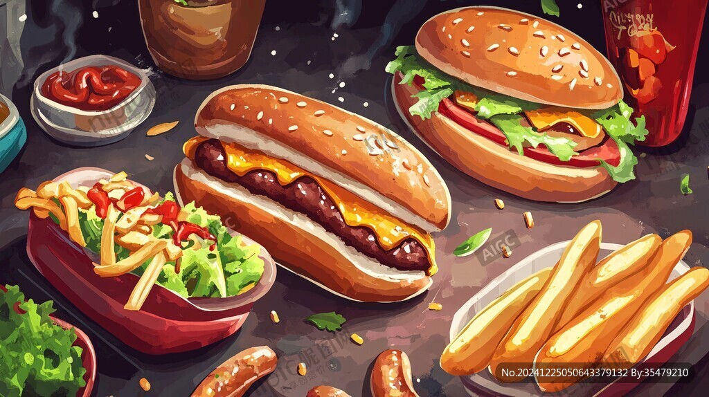 西式快餐插畫