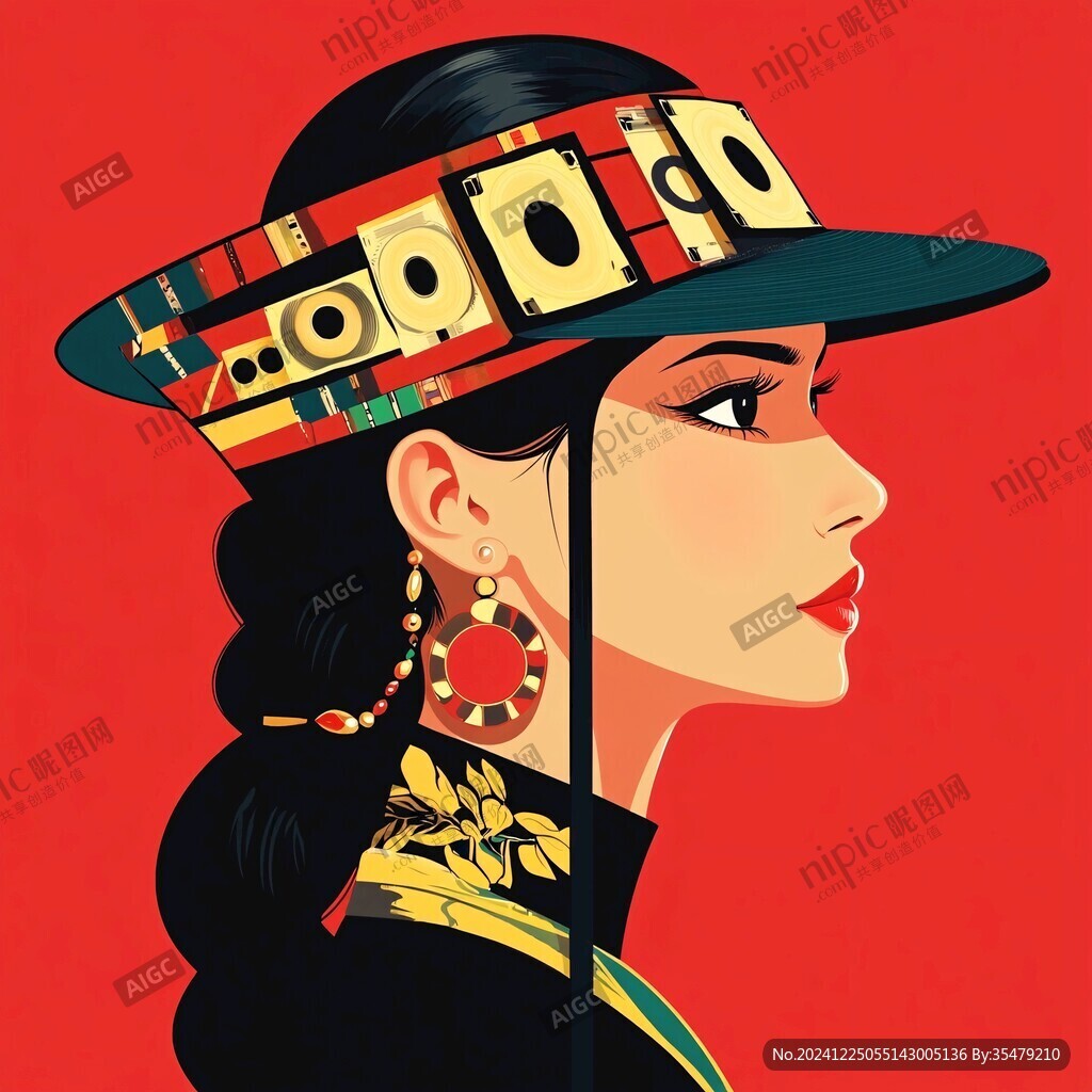 彝族美女插畫(huà)