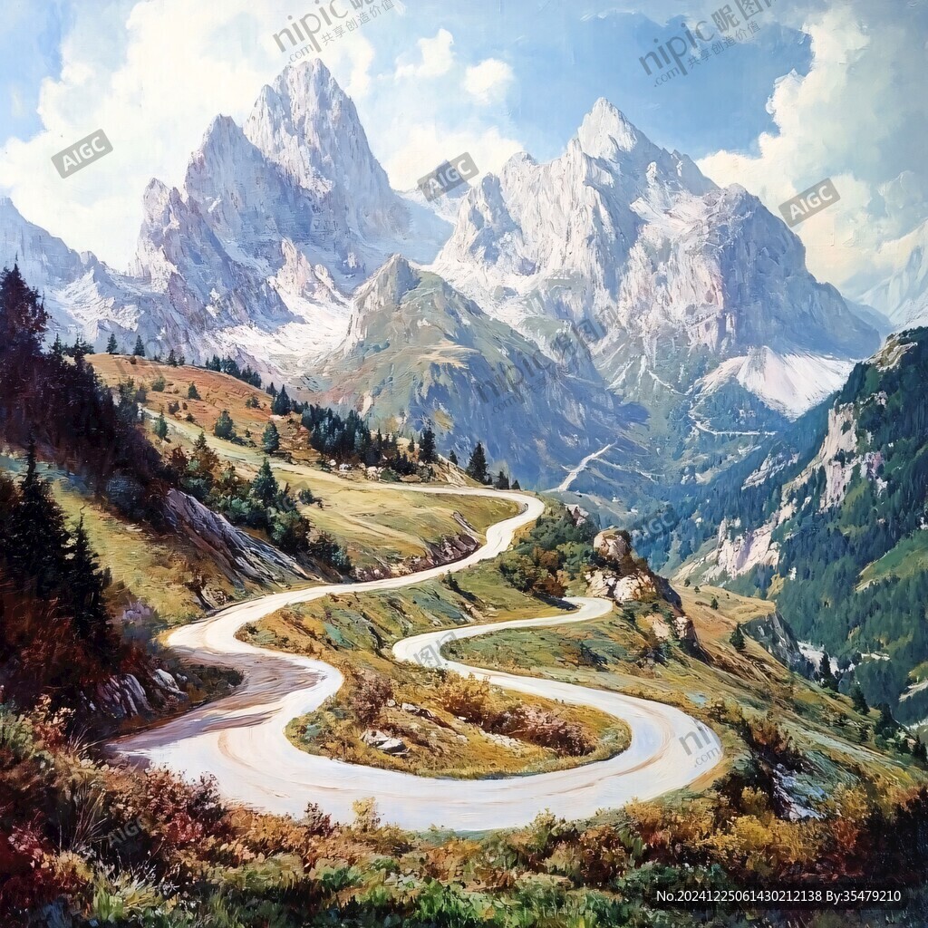 鄉(xiāng)間道路油畫