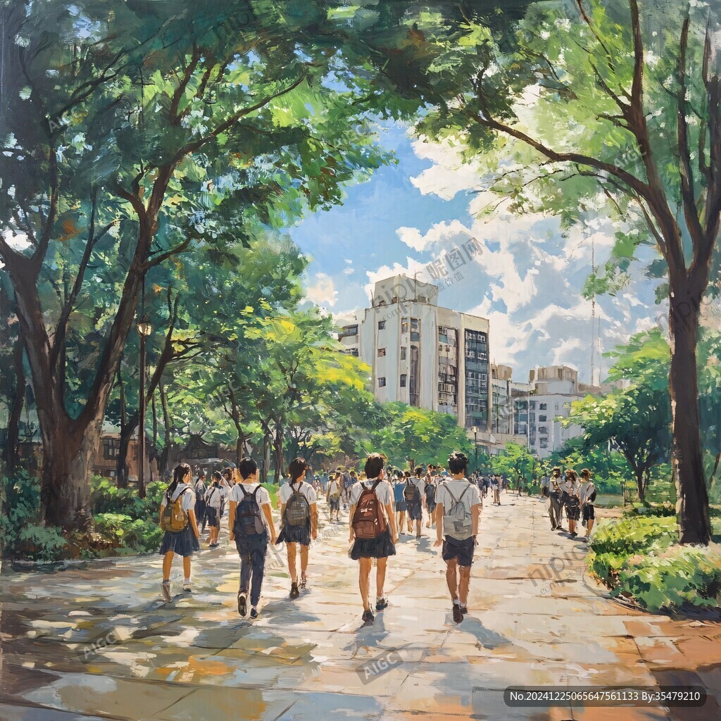 暨南大學印象水彩插畫