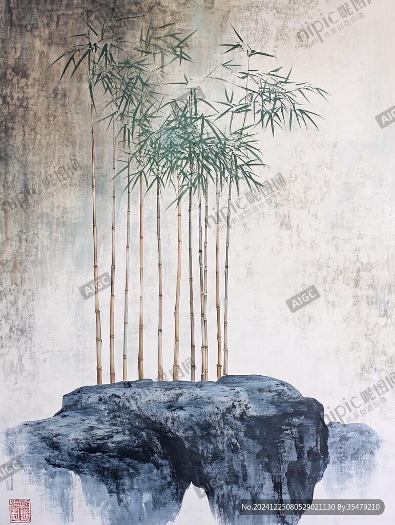 禪意竹畫