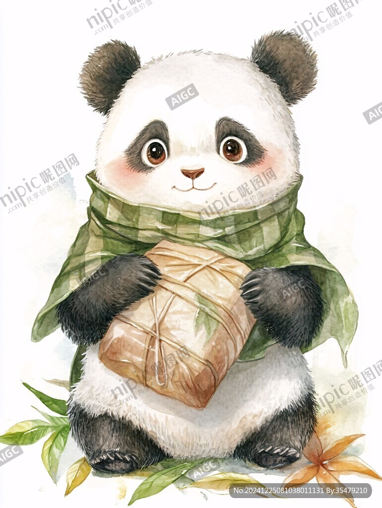 大熊貓美食插畫
