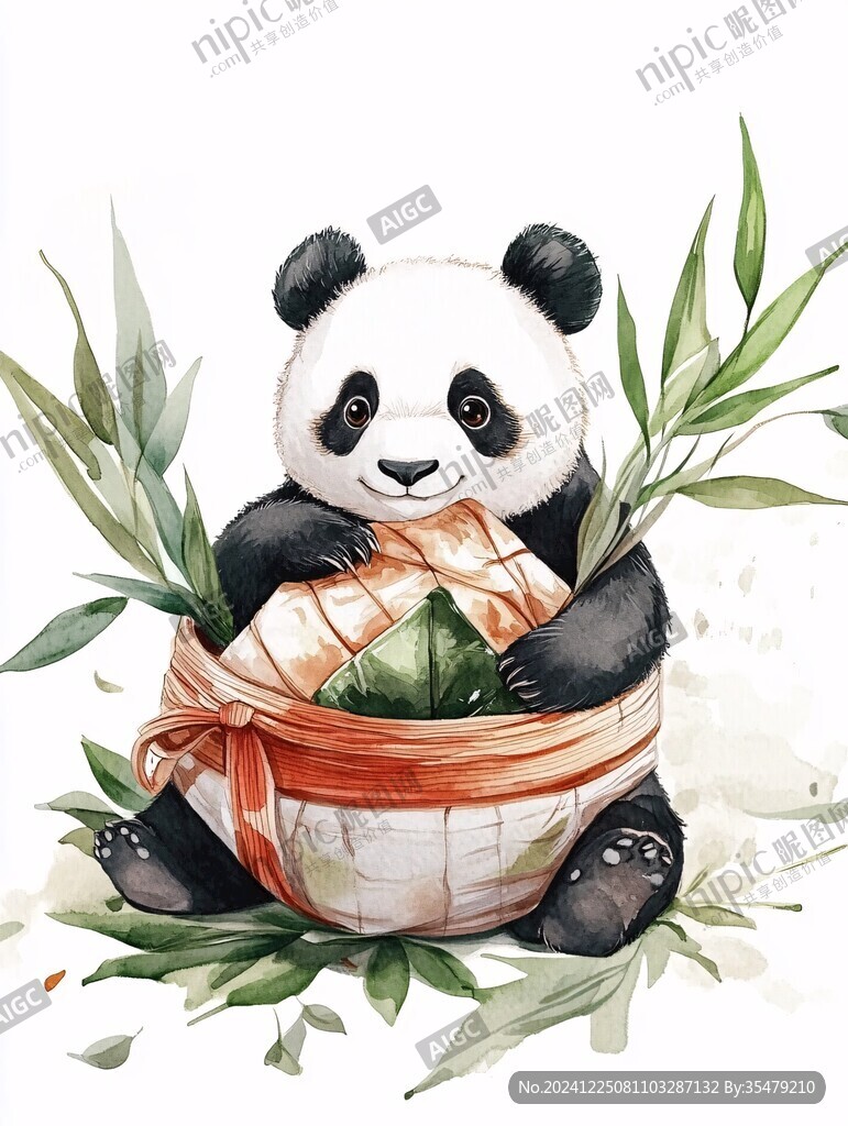 大熊貓美食插畫