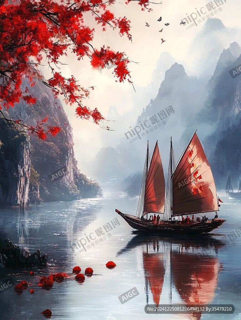 新中式禪意山水船
