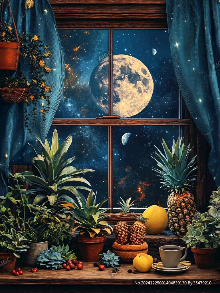 窗臺插畫