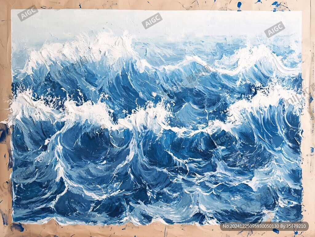 海浪水粉畫(huà)