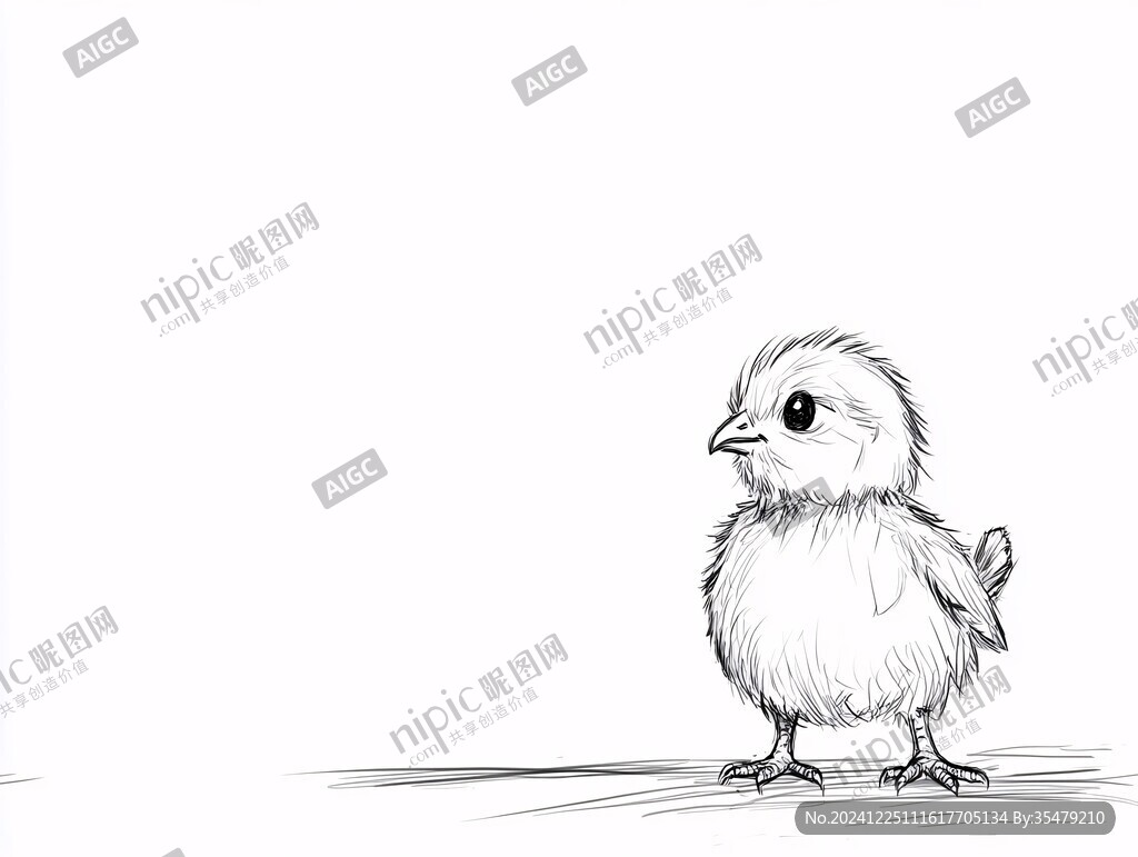 小雞線稿