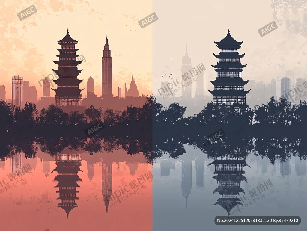 甲秀樓插畫