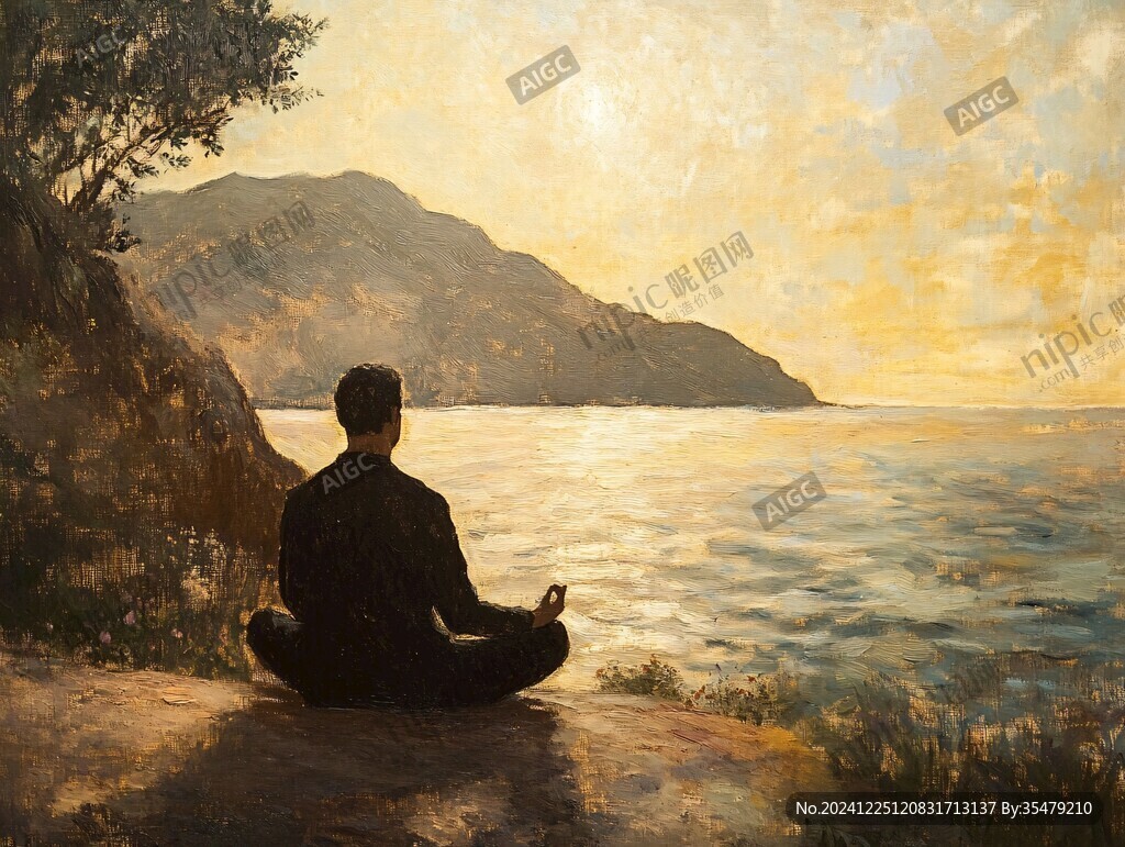 水邊沉思的人