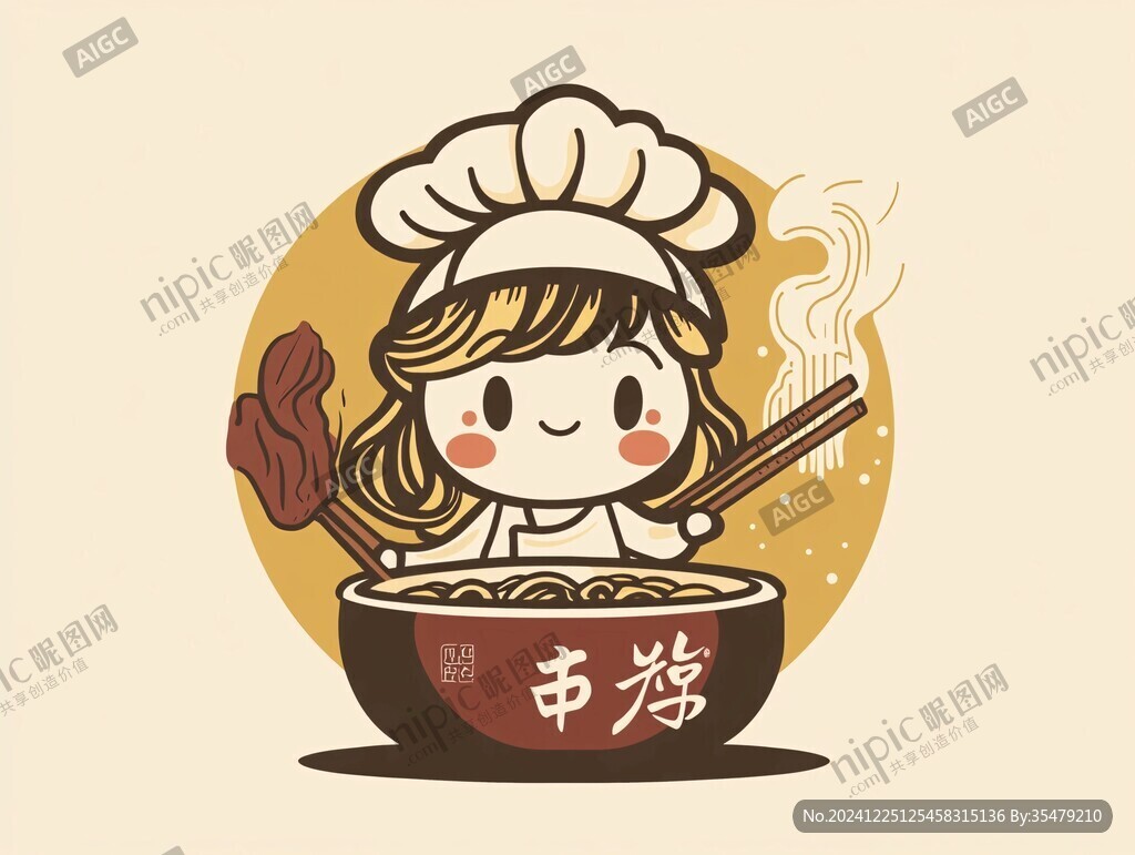 卡通女孩拉面logo