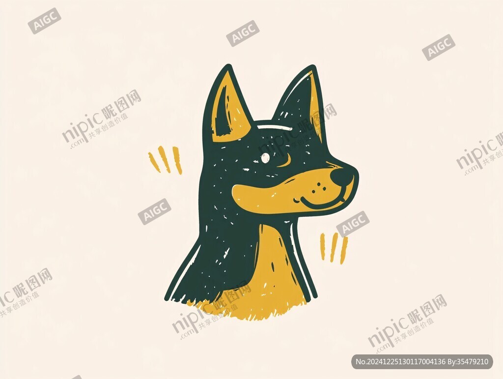 黑色卡通柴犬