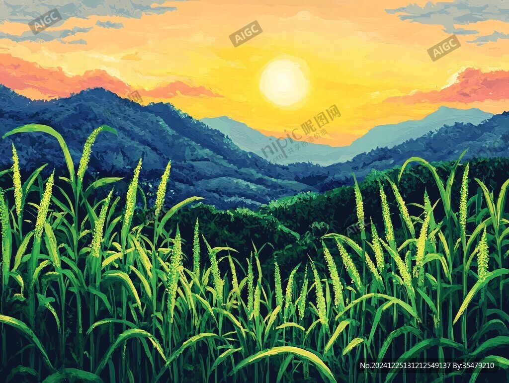 甘蔗林插畫