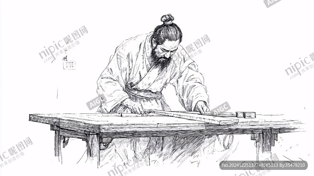 手繪神農(nóng)式古琴