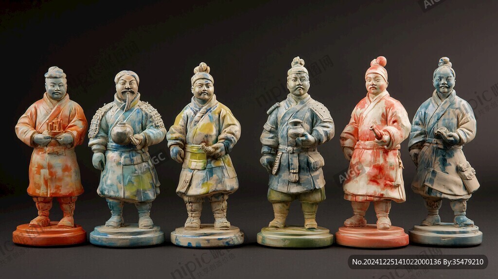 隋朝侍臣彩泥