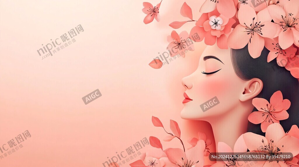木棉花美女插畫
