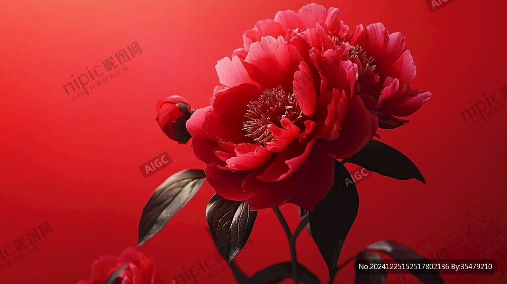 高清紅色牡丹美圖