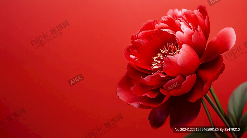 紅底牡丹