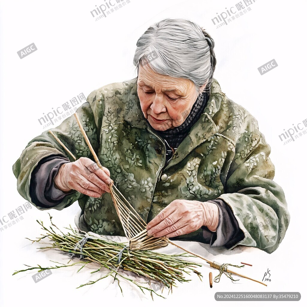織毛衣插畫
